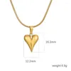 Pendant Necklaces ALLME Textured Metallic Love Heart For Women Titanium Steel 18K Gold Silver PVD Plated Non Tarnish Chokers