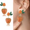 Dangle Earrings Soramoore Sweet Cute Charm Orange Strawberry Pendant For Women Bridal Wedding Boucle D'oreille Femme 2024 Fashion