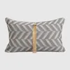 Pillow Light Luxury Modern Geometric Pattern Cover Golden Fringes Pillowcase Sofa Rectangle Waist Backrest