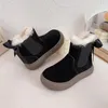 Boots Children Fashion Girls Solid Color Plush Warm Cotton Kids Casual Short Drop Back Bow 2024 Simple Non-slip