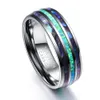 Abalone Kabuğu Opal Abalone Kabuğu Tungsten Çelik Yüzükler Erkekler İçin 8mm Genişlik Zarif Pürüzsüz Erkek Halkası Üst Sınıf 262o