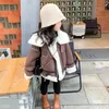 Baby Girls Woolen Fur Coat Winter Children's Clothes Korean Thickened Plush Warm Turn Down Collar Fashionable 4-12 Years V27 231229