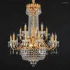 Lustres Temar Luxueux Lampe à suspension en cristal doré Bougie européenne Art Salon Restaurant Chambre Villa El Lustre
