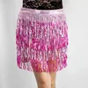 Skirts Sequin Belts Women Belly Dance Skirt Performance Costume Sparkle Glitters Tassel Bohemian Chain Clubwear Party Faldas Mujer