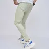 Jeans masculinos 2024 outono letra bordado lápis calças spandex slim fit masculino bottoms