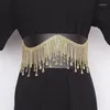 Bälten bling strass Tassel Women Belt Fashion Crystal Decoration Elasticband All Match for Dress