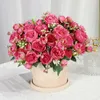 Decorative Flowers Artificial Pink White Rose Silk Flower Bouquet Home Garden Decoration Wedding Roses Fake