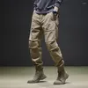 Pantaloni da uomo Cargo Zipper Multi-tasche Casual Tattici Militari Esercito Pantaloni dritti larghi Tuta da uomo Elastico in vita