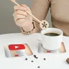 Tovagliette Sottobicchieri Premio Youtube Tovagliette da cucina Tazza isolante impermeabile Caffè per la decorazione Set di stoviglie per la casa Set di 4