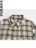 Kurtki damskie xnwmnz moda 2024 jesień/zima teksturowana kontrola Kobiet Kobiet Vintage Lapel Long Rleeve Pocket Wszechstronny płaszcz żeński
