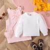 Clothing Sets Childrens Europe Beautiful Autumn Winter Mesh Yarn Puff Sleeve Undershirt Vest Round Collar Bows Sweet