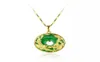 Collana con ciondolo drago e fenice per donna verde giada malese Cina antica mascotte placcata oro 24k con catena61336616868759