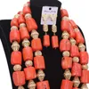 Gargantillas Dudo 1539 mm Nigeria Grandes cuentas de coral Joyería de boda Pendientes Pulsera Collar Conjunto