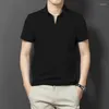 Polos masculinos verão fino homens sólidos manga curta polo camisas roupas coreanas moda masculina camiseta básica respirável esportes soltos tops casuais