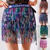 Skirts Sequin Belts Women Belly Dance Skirt Performance Costume Sparkle Glitters Tassel Bohemian Chain Clubwear Party Faldas Mujer