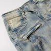 Jeans da uomo High Street Fashion Uomo Retro lavato elastico sottile strappato buco Biker Spliced Designer Hip Hop pantaloni di marca Hombre
