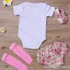 Promotional newborn baby clothing suit children's clothes letter printed jumpsuit pants floral ruffled bow shorts suit baby toddler suit.