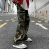 Y2K mode encre Graffiti Baggy survêtement Cargo Flare pantalon hommes Joggers Camouflage femmes décontracté pantalons longs Ropa Hombre 240102