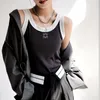 レディーストップスタンクトップTシャツレギュラークロップドコットンジャージーキャミソール女性ファムニットTシャイデザイナー刺繍ベストスポーツ通気性ヨガベスト
