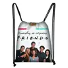 Sacos de compras Central Perk Coffee Friends TV Show Drawstring Bag Impressão Mochila Diariamente Casual Meninos Meninas Mochila