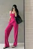 Women's Two Piece Pants Spicy Girl Sexy Open Back Hanging Neck Tank Top High Waist Loose Wide Leg Floor Dragging Set Sweet M943