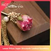 دبابيس Glseevo Rose Red Flowers Natural Bearls Long Chair tassel Hairpins Trend Trend Charm Women's Jewelry Valentine's Day Gifts