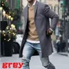 Vestes 2021 automne hiver nouveaux hommes coupe ajustée manteau de laine mâle cachemire mélangé Long pardessus noir rouge gris veste d'extérieur S3xl