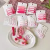 Haaraccessoires Zoet Schattig Roze Set Meisjes Haarspeld Mode Mooi Kinderen Klein Acryl Hart Dames Clip Hoofdtooi