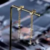 Pendientes colgantes Timerain, pendiente de borla larga de moissanita completa de 3mm y 4mm para mujer, joyería fina de Plata de Ley 925 con alambre para oreja