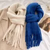 Halsdukar unisex tassel halsduk mysig förtjockad fast färg för kvinnor faller vinter mjuk bred sjal med lång hals
