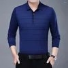 Polos masculinos Formal Workwear Mens Botão Collar Vestido Camisa Blusa Manga Longa Tops Business T Azul Marinho M 2XL