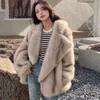 Pele feminina moda gradiente cor animal casaco falso jaqueta feminina 2024 inverno solto oversized longo fofo outerwear