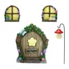 Trädgårdsdekorationer Fairy Door and Windows For Trees Yard Art Decoration Set Crafts Home Hängen utomhusdekor tillbehör