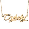 Crybaby Nameplate Necklace for Women Stainless Steel Jewelry Gold Plated Name Chain Pendant Femme Mothers Girlfriend Gift 231229