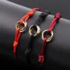 Luxury Fashion Acciaio inossidabile 316L Trinity anello con cordino Bracciale tre anelli con cinturino a mano paio di bracciali per donna e uomo marchio famoso di gioielli di moda