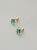 Stud Oorbellen CCFJOYAS 925 Sterling Zilver 14k Vergulde Emerald Zirkoon Voor Vrouwen Prachtige Schroef Piercing Oorstekers