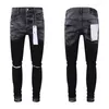 Mäns jeans high street mode män svarta punkbyxor sträcker mager fit rippade knappar hip hop varumärke byxor hombre