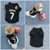 Sublimación en blanco Ropa para perros Primavera Otoño Mascotas Perros Camiseta Negro Portugal Camiseta de fútbol Equipo Ronaldo Drop Entrega DH2HX