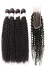 Ishow 9a Peruvian Kinky Curly Bundles 4pcs z 24 koronkowym zamknięciem całe ludzkie wiązki włosów z zamknięciem Brazylijskie Weave42428295320753