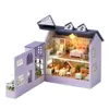 Kit de construction miniature en bois, bricolage, maisons de poupée avec meubles légers Molan Mini Casa, jouets faits à la main pour filles, cadeaux 240102