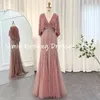 فساتين الحفلات Simin chiffon a-line v-neck fruchice الترتر الفاخرة الرسمية في الطرف الأمامي المسائي الأنيق للنساء 2024