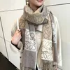Hattar halsdukar uppsättningar Luo 2021 Ny imitation Cashmere Gold Wire Checkerboard färg matchande halsduk kvinnors höst och vinter mångsidig koreansk shawlph0z