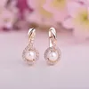 Chaînes Perle Et Boucles D'oreilles Plaquées Or 18 Carats CZ Bijoux En Cuivre