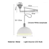 Chandeliers Restaurant LED Chrome White Metal Movable Pendant Lights Living Dining Room Kitchen Hanging Suspension Lustre Lamp