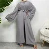 Roupas étnicas Mulheres Casual Conjunto Muçulmano Abayas Cardigan de Três Peças Sem Mangas Top e Calças Vestido Solto Turco Islâmico Abaya