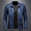 Herren Stehkragenjacke Leder Motorradjacke Herren Bomber Ledermantel Modetrend personalisierte Leder Winterkleidung 231229