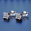 Stud Earrings 925 Sterling Silver 4-Prong 0.5CT D Color VVS1 Platinum Plated Moissanite Diamond For Women Fine Jewelry Wholesale