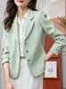 Calças femininas de duas peças casual calça ternos para mulheres manga longa escritório coreano moda sólida botão lapela 2024 outono inverno casacos