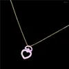 Pendentif Colliers Trendy Love-Shape Charm Spray Paint Candy Couleurs Solide Couleur Coeur Collier Plaqué Or Chaîne Pour Femme Cadeau De Noël