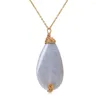 Hängen ShinyGem Barock Natural Agate Pendant Halsband 14K Elektropläterad guldtråd Handgjorda för kvinnor